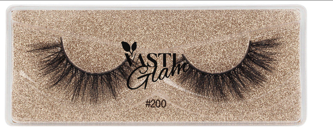 Vasti Glam 3D Mink Lashes #200 - estuche con brillo dorado